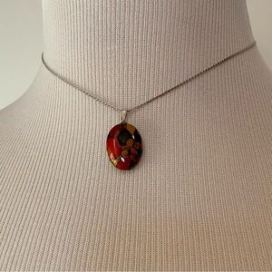 NECKLACE CHAIN STERLING SILVER CHOKER JASPER AGATE GEMSTONE PENDANT MULTI COLOR